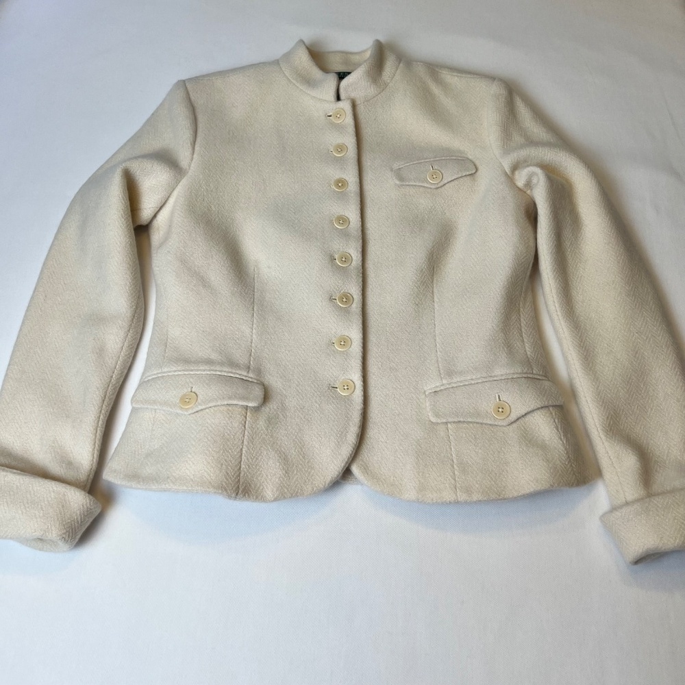 Lauren Ralph Lauren Wool Blend Herringbone Blazer Coat - Picture 10 of 16